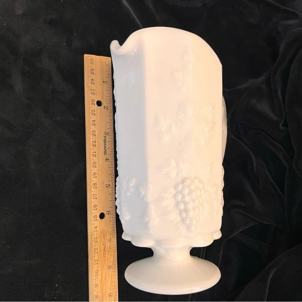 Westmoreland Milk Glass Paneled Grape Footed Pitcher Vintage MCM Water Vase